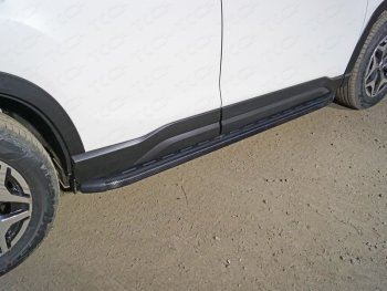 Пороги алюминиевые с пластиковой накладкой ТСС Тюнинг Subaru Forester SK/S14 дорестайлинг (2018-2021)  (карбон черные)