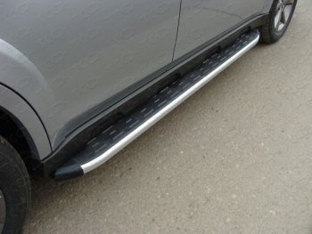 19 999 р. Пороги алюминиевые с пластиковой накладкой ТСС Тюнинг Subaru Outback BR, B14)  рестайлинг универсал (2012-2015) (серые). Увеличить фотографию 1