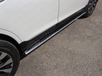 32 599 р. Пороги овальные с проступью 75х42 мм ТСС Тюнинг  Subaru Outback  BS/B15 (2014-2021) (серые). Увеличить фотографию 1