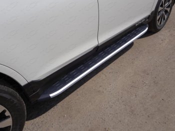 Пороги алюминиевые с пластиковой накладкой ТСС Тюнинг Subaru Outback BS/B15 рестайлинг универсал (2017-2021)  (серые)