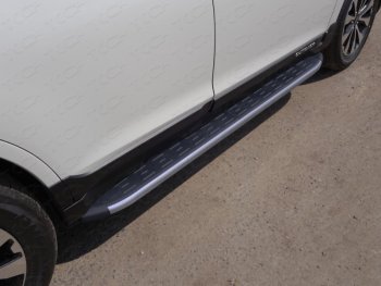 21 349 р. Пороги алюминиевые с пластиковой накладкой, ТСС Тюнинг  Subaru Outback  BS/B15 (2014-2018) (карбон серые). Увеличить фотографию 1