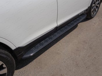 Пороги алюминиевые с пластиковой накладкой ТСС Тюнинг Subaru (Субару) Outback (Аутбэк)  BS/B15 (2017-2021) BS/B15 рестайлинг универсал  (карбон черные)
