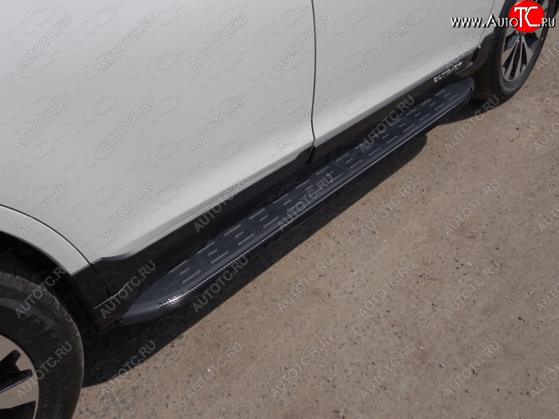 21 349 р. Пороги алюминиевые с пластиковой накладкой ТСС Тюнинг  Subaru Outback  BS/B15 (2017-2021) (карбон черные)