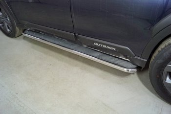 39 899 р. Пороги с площадкой 42,4 мм ТСС Тюнинг  Subaru Outback  BT (2019-2024) (нержавейка). Увеличить фотографию 1