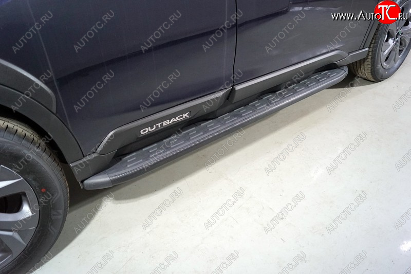 21 349 р. Пороги алюминиевые с пластиковой накладкой ТСС Тюнинг  Subaru Outback  BT (2019-2024) (карбон черные)