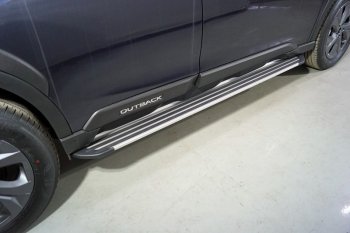 19 999 р. Пороги алюминиевые Slim Line ТСС Тюнинг  Subaru Outback  BT (2019-2024) (Silver). Увеличить фотографию 1