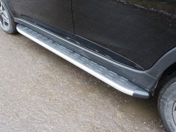 Пороги алюминиевые с пластиковой накладкой ТСС Тюнинг Subaru XV GT/G24 дорестайлинг (2017-2021)  (серые)