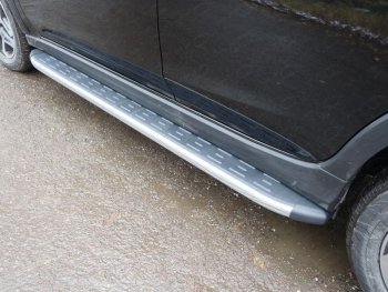 Пороги алюминиевые с пластиковой накладкой, ТСС Тюнинг Subaru XV GT/G24 дорестайлинг (2017-2021)  (карбон серые)