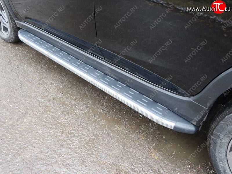 21 349 р. Пороги алюминиевые с пластиковой накладкой, ТСС Тюнинг Subaru XV GT/G24 дорестайлинг (2017-2021) (карбон серые)