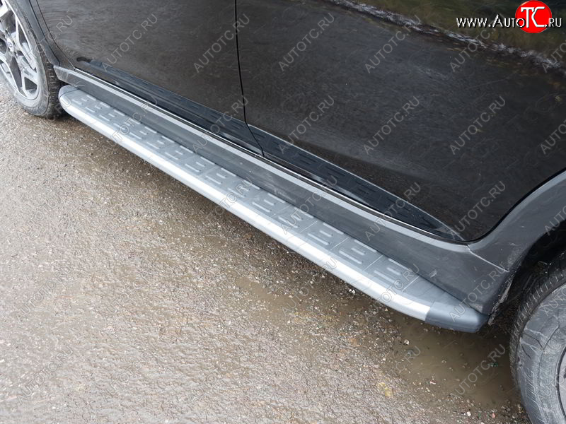 21 349 р. Пороги алюминиевые с пластиковой накладкой, ТСС Тюнинг  Subaru XV  GT/G24 (2017-2021) (карбон серебро)