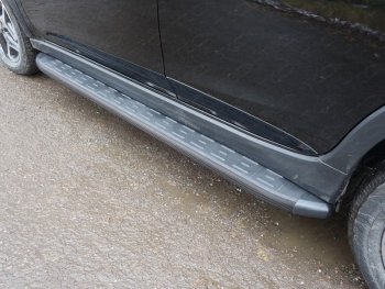 Пороги алюминиевые с пластиковой накладкой ТСС Тюнинг Subaru XV GT/G24 дорестайлинг (2017-2021)  (карбон черные)