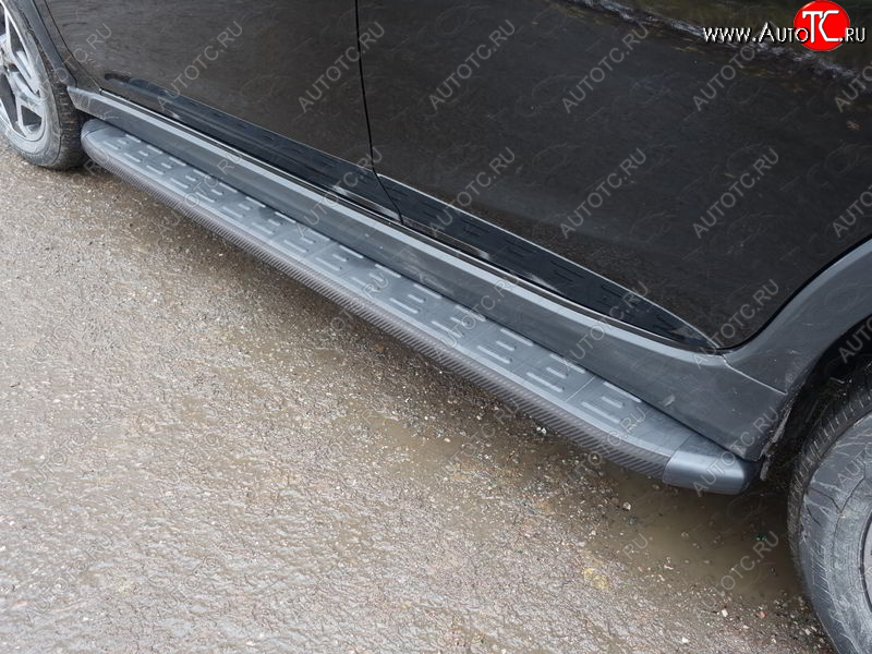 21 349 р. Пороги алюминиевые с пластиковой накладкой ТСС Тюнинг Subaru XV GT/G24 дорестайлинг (2017-2021) (карбон черные)