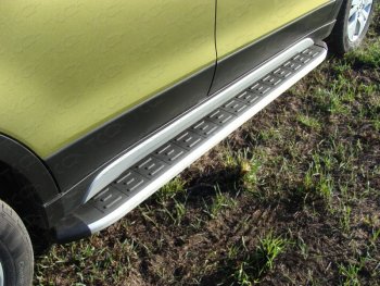 Пороги алюминиевые с пластиковой накладкой ТСС Тюнинг Suzuki SX4 JYB, JYA хэтчбэк дорестайлинг (2013-2016)