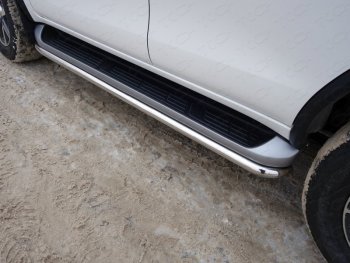 Защита порогов алюминий 42,4 мм, ТСС Тюнинг Toyota Fortuner AN160 дорестайлинг (2015-2020)