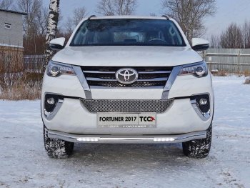 40 649 р. Защита переднего бампера нижняя с ДХО 76,1 мм ТСС Тюнинг  Toyota Fortuner  AN160 (2015-2020) (нержавейка). Увеличить фотографию 1