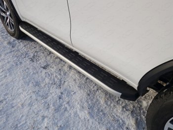 19 999 р. Пороги алюминиевые с пластиковой накладкой ТСС Тюнинг  Toyota Fortuner  AN160 (2015-2020) (серые). Увеличить фотографию 1