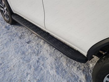 21 349 р. Пороги алюминиевые с пластиковой накладкой ТСС Тюнинг  Toyota Fortuner  AN160 (2015-2020) (карбон черные). Увеличить фотографию 1