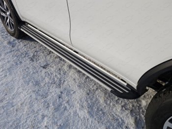 Пороги алюминиевые Slim Line ТСС Тюнинг Toyota Fortuner AN160 дорестайлинг (2015-2020)