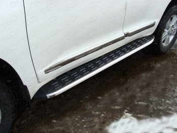 19 999 р. Пороги алюминиевые с пластиковой накладкой ТСС Тюнинг  Toyota Land Cruiser  200 (2007-2012) (серые). Увеличить фотографию 1