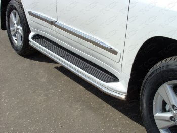 17 999 р. Защита порогов алюминий 42,4 мм, ТСС Тюнинг  Toyota Land Cruiser  200 (2012-2015) (аналог Lexus LX570). Увеличить фотографию 1