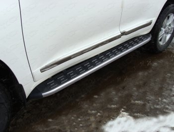 21 349 р. Пороги алюминиевые с пластиковой накладкой кроме EXECUTIVE, ТСС Тюнинг  Toyota Land Cruiser  200 (2015-2021) (карбон серые). Увеличить фотографию 1