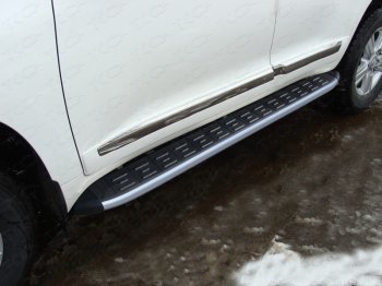 Пороги алюминиевые с пластиковой накладкой (кроме EXECUTIVE) ТСС Тюнинг Toyota (Тойота) Land Cruiser (Лэнд)  200 (2015-2021) 200 2-ой рестайлинг