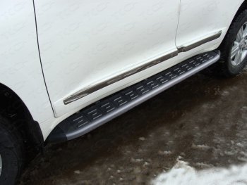 Пороги алюминиевые с пластиковой накладкой кроме EXECUTIVE ТСС Тюнинг Toyota Land Cruiser 200 2-ой рестайлинг (2015-2021)  (карбон черные)
