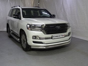 25 599 р. Защита переднего бампера нижняя d76,1 мм (EXCALIBUR) ТСС Тюнинг  Toyota Land Cruiser  200 (2015-2021) (нержавейка). Увеличить фотографию 1