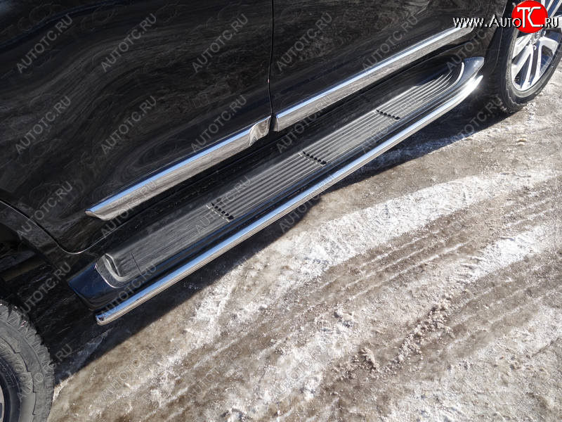 17 999 р. Защита порогов алюминий 42,4 мм, ТСС Тюнинг  Toyota Land Cruiser  200 (2015-2021)
