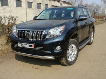 Защита переднего бампера нижняя 75*42 мм ТСС Тюнинг  Toyota (Тойота) Land Cruiser Prado (Лэнд)  J150 (2009-2013) J150 дорестайлинг  (нержавейка)