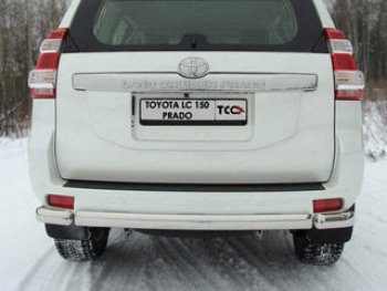 Защита задняя (уголки овальные, нержавейка 75х42 мм) ТСС Тюнинг Toyota Land Cruiser Prado J150 дорестайлинг (2009-2013)  (уголки овальные)