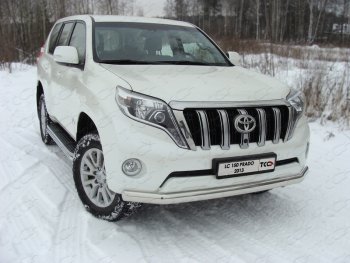 Защита переднего бампера нижняя 75*42 мм ТСС Тюнинг  Toyota (Тойота) Land Cruiser Prado (Лэнд)  J150 (2013-2017) J150 1-ый рестайлинг  (нержавейка)