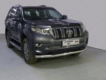 25 599 р. Защита переднего бампера нижняя 76,1 мм ТСС Тюнинг  Toyota Land Cruiser Prado  J150 (2017-2020) (нержавейка). Увеличить фотографию 1