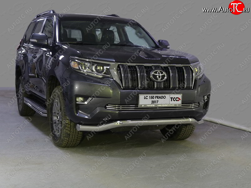 28 599 р. Защита переднего бампера волна d76,1 мм ТСС Тюнинг  Toyota Land Cruiser Prado  J150 (2017-2020) 2-ой рестайлинг (нержавейка)