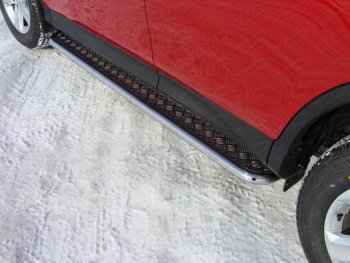 28 099 р. Пороги с площадкой 42,4 мм ТСС Тюнинг  Toyota RAV4  XA40 (2012-2015) (серые). Увеличить фотографию 1