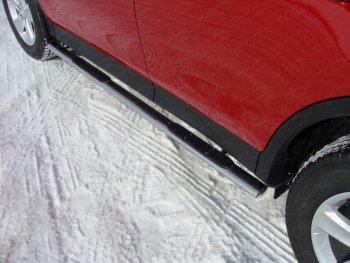 Пороги овальные с накладкой 75х42 мм ТСС Тюнинг Toyota (Тойота) RAV4 (рав)  XA40 (2012-2015) XA40 5 дв. дорестайлинг  (серые)