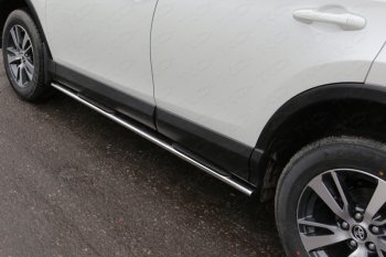 Пороги овальные с накладкой 75х42 мм ТСС Тюнинг Toyota (Тойота) RAV4 (рав)  XA40 (2015-2019) XA40 5 дв. рестайлинг  (серые)