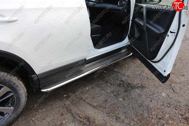 37 949 р. Пороги с площадкой 42,4 мм ТСС Тюнинг  Toyota RAV4  XA40 (2015-2019) (нержавейка)