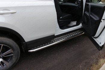 Пороги с площадкой 60,3 мм ТСС Тюнинг Toyota (Тойота) RAV4 (рав)  XA40 (2015-2019) XA40 5 дв. рестайлинг  (серые)