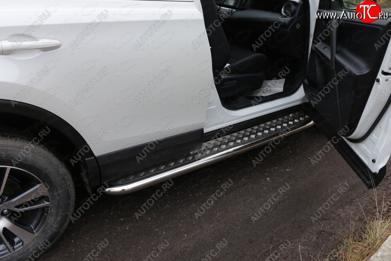 32 999 р. Пороги с площадкой 60,3 мм ТСС Тюнинг  Toyota RAV4  XA40 (2015-2019) (серые)