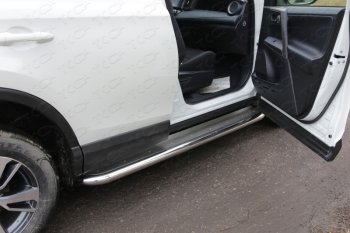 42 699 р. Пороги с площадкой 60,3 мм ТСС Тюнинг  Toyota RAV4  XA40 (2015-2019) (нержавейка). Увеличить фотографию 1