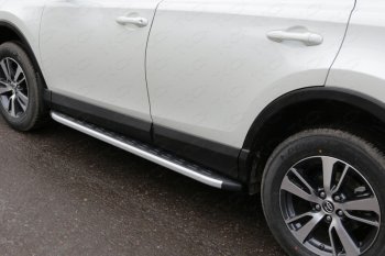 Пороги алюминиевые с пластиковой накладкой ТСС Тюнинг Toyota (Тойота) RAV4 (рав)  XA40 (2015-2019) XA40 5 дв. рестайлинг  (серые)