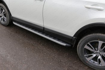 Пороги алюминиевые с пластиковой накладкой, ТСС Тюнинг Toyota RAV4 XA40 5 дв. рестайлинг (2015-2019)  (карбон серые)