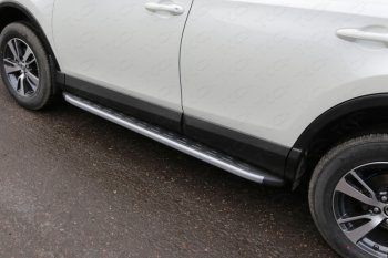 Пороги алюминиевые с пластиковой накладкой, ТСС Тюнинг Toyota (Тойота) RAV4 (рав)  XA40 (2015-2019) XA40 5 дв. рестайлинг  (карбон серебро)