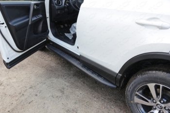 Пороги алюминиевые с пластиковой накладкой ТСС Тюнинг Toyota (Тойота) RAV4 (рав)  XA40 (2015-2019) XA40 5 дв. рестайлинг  (карбон черные)