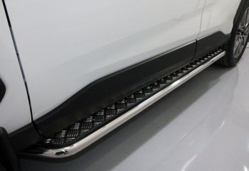 28 999 р. Пороги с площадкой 42,4 мм ТСС Тюнинг  Toyota RAV4  XA50 (2018-2024) (серые). Увеличить фотографию 1