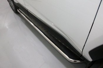 37 199 р. Пороги с площадкой 42,4 мм ТСС Тюнинг  Toyota RAV4  XA50 (2018-2024) (нержавейка). Увеличить фотографию 1