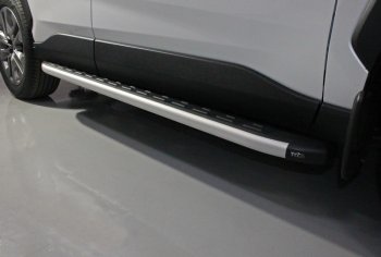 Пороги алюминиевые с пластиковой накладкой ТСС Тюнинг Toyota (Тойота) RAV4 (рав)  XA50 (2018-2024) XA50 5 дв. дорестайлинг  (серые)