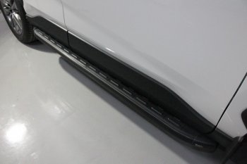 Пороги алюминиевые с пластиковой накладкой ТСС Тюнинг Toyota (Тойота) RAV4 (рав)  XA50 (2018-2024) XA50 5 дв. дорестайлинг  (карбон черные)