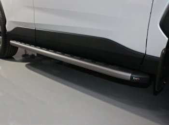 21 349 р. Пороги алюминиевые с пластиковой накладкой, ТСС Тюнинг  Toyota RAV4  XA50 (2018-2024) (карбон серые). Увеличить фотографию 1